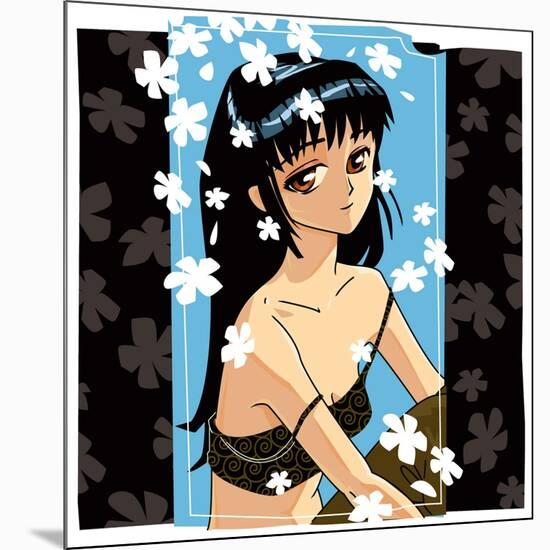 Blossom Anime Girl-Harry Briggs-Mounted Giclee Print