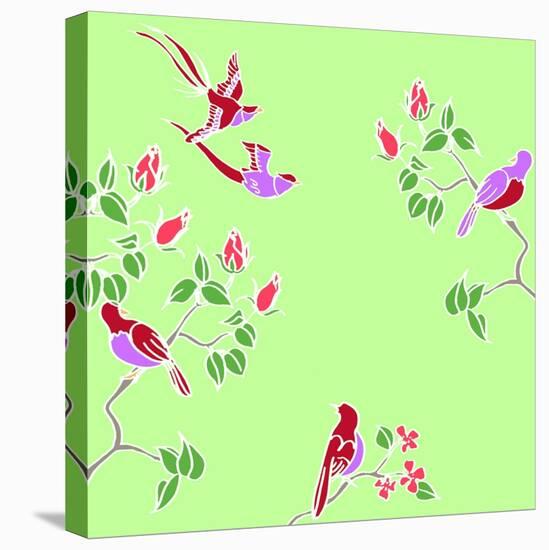 Blossom Birds-Anna Platts-Stretched Canvas