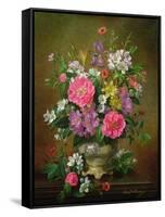 Blossom, Iris and Peonies in a Ceramic Vase (A31)-Albert Williams-Framed Stretched Canvas