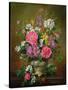 Blossom, Iris and Peonies in a Ceramic Vase (A31)-Albert Williams-Stretched Canvas