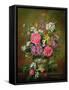 Blossom, Iris and Peonies in a Ceramic Vase (A31)-Albert Williams-Framed Stretched Canvas