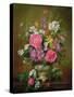 Blossom, Iris and Peonies in a Ceramic Vase (A31)-Albert Williams-Stretched Canvas