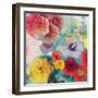 Blossoms in Blue Water as Table Decoration with Glass and Textiles-Alaya Gadeh-Framed Photographic Print