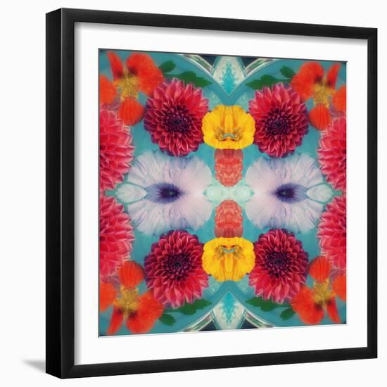 Blossoms in Blue Water Symmetric Layer Work-Alaya Gadeh-Framed Photographic Print