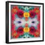 Blossoms in Blue Water Symmetric Layer Work-Alaya Gadeh-Framed Photographic Print