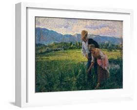 Blowfly (Peasant Girl in the Fields with Young Suitor)-Noe Bordignon-Framed Art Print