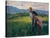 Blowfly (Peasant Girl in the Fields with Young Suitor)-Noe Bordignon-Stretched Canvas