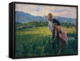 Blowfly (Peasant Girl in the Fields with Young Suitor)-Noe Bordignon-Framed Stretched Canvas