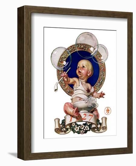 "Blowing Bubbles,"January 1, 1927-Joseph Christian Leyendecker-Framed Giclee Print