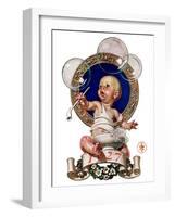 "Blowing Bubbles,"January 1, 1927-Joseph Christian Leyendecker-Framed Giclee Print