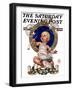 "Blowing Bubbles," Saturday Evening Post Cover, January 1, 1927-Joseph Christian Leyendecker-Framed Giclee Print