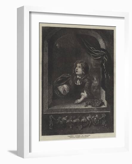 Blowing Bubbles-Caspar Netscher-Framed Giclee Print