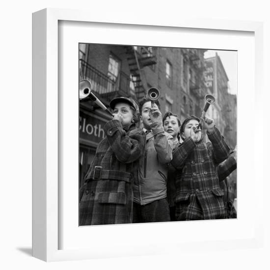 Blowing horns on Bleeker Street-The Chelsea Collection-Framed Giclee Print