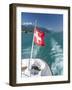 Blowing rear flag with Swiss cross on ship in the Lake Geneva-enricocacciafotografie-Framed Photographic Print
