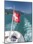 Blowing rear flag with Swiss cross on ship in the Lake Geneva-enricocacciafotografie-Mounted Photographic Print