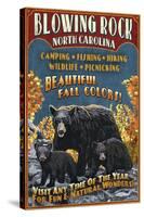 Blowing Rock, North Carolina - Black Bear Family Fall Colors-Lantern Press-Stretched Canvas