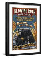 Blowing Rock, North Carolina - Black Bear Family Fall Colors-Lantern Press-Framed Art Print