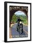 Blowing Rock, North Carolina - Motorcycle and Tunnel-Lantern Press-Framed Art Print