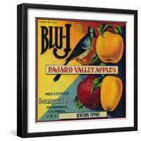 Blu-J Apple Crate Label - Watsonville, CA-Lantern Press-Framed Art Print