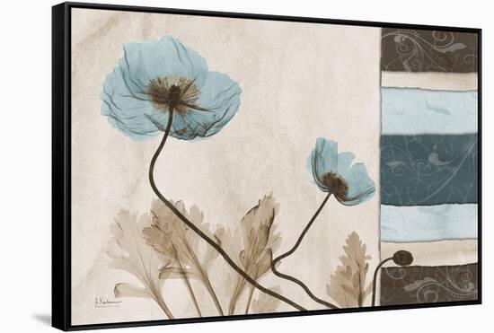 Blu Scroll Poppies-Albert Koetsier-Framed Stretched Canvas