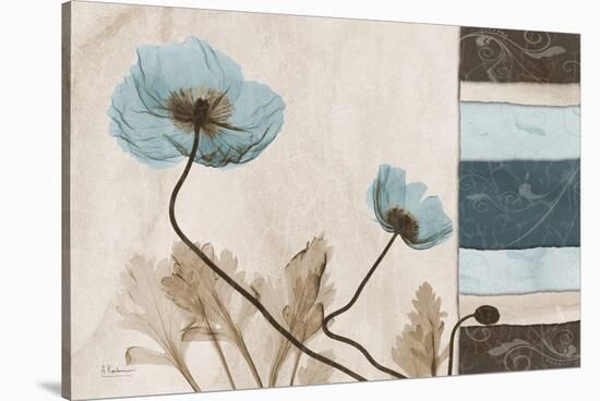 Blu Scroll Poppies-Albert Koetsier-Stretched Canvas