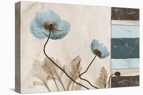 Blu Scroll Poppies-Albert Koetsier-Stretched Canvas