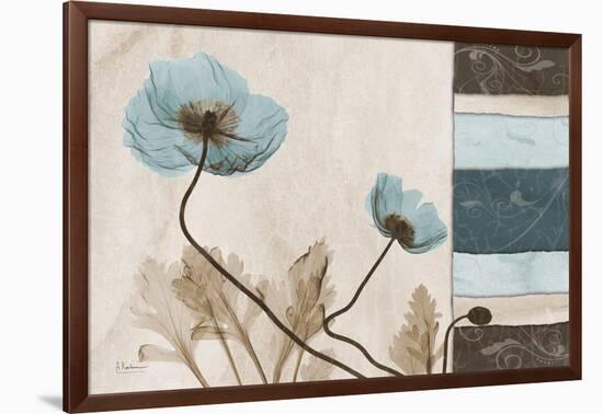 Blu Scroll Poppies-Albert Koetsier-Framed Art Print