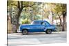 Blue 1951 Chevrolet Vintage Car on Streets of Regla, Cuba-Emily Wilson-Stretched Canvas