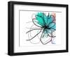 Blue Abstract Brush Splash Flower-Irena Orlov-Framed Premium Giclee Print