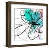 Blue Abstract Brush Splash Flower-Irena Orlov-Framed Art Print