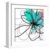 Blue Abstract Brush Splash Flower-Irena Orlov-Framed Art Print