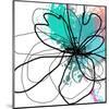 Blue Abstract Brush Splash Flower-Irena Orlov-Mounted Art Print