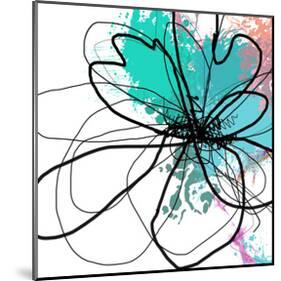 Blue Abstract Brush Splash Flower-Irena Orlov-Mounted Art Print