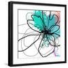 Blue Abstract Brush Splash Flower-Irena Orlov-Framed Art Print