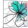 Blue Abstract Brush Splash Flower-Irena Orlov-Mounted Art Print