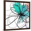 Blue Abstract Brush Splash Flower-Irena Orlov-Framed Art Print