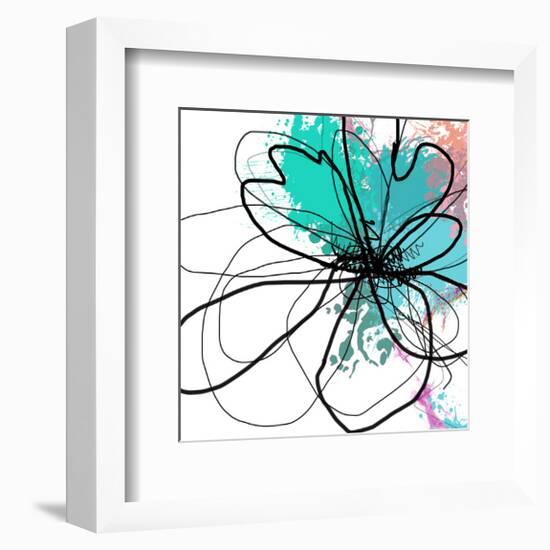 Blue Abstract Brush Splash Flower-Irena Orlov-Framed Art Print