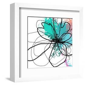 Blue Abstract Brush Splash Flower-Irena Orlov-Framed Art Print