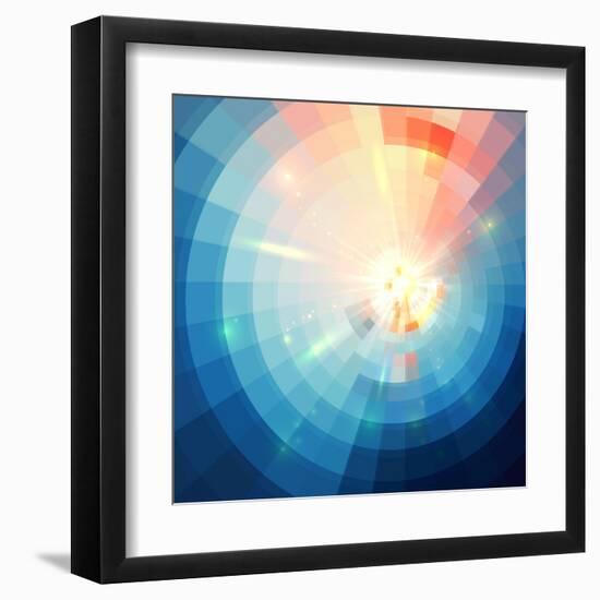 Blue Abstract Circle Tiled Background-art_of_sun-Framed Art Print