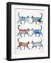 Blue and Brown Cat Collection-Cat Coquillette-Framed Giclee Print