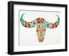 Blue and Brown Water Buffalo Skull-Cat Coquillette-Framed Giclee Print