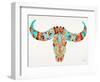 Blue and Brown Water Buffalo Skull-Cat Coquillette-Framed Giclee Print