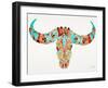 Blue and Brown Water Buffalo Skull-Cat Coquillette-Framed Giclee Print