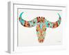 Blue and Brown Water Buffalo Skull-Cat Coquillette-Framed Giclee Print