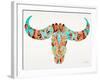 Blue and Brown Water Buffalo Skull-Cat Coquillette-Framed Giclee Print
