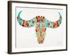 Blue and Brown Water Buffalo Skull-Cat Coquillette-Framed Giclee Print