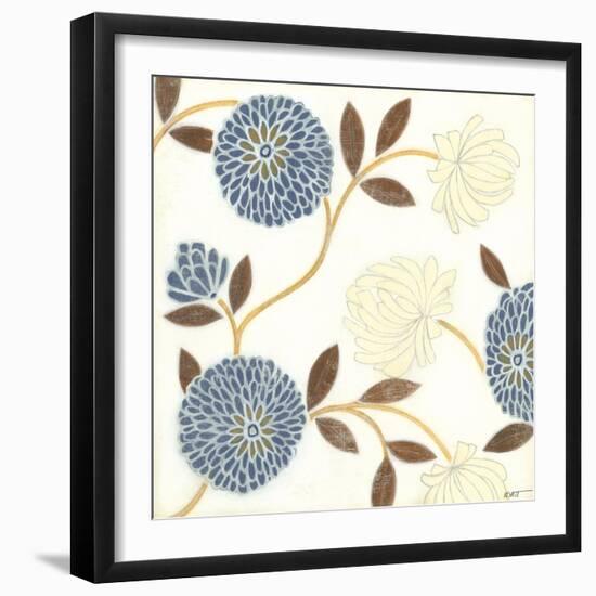 Blue and Cream Flowers on Silk II-Norman Wyatt Jr.-Framed Art Print