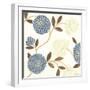 Blue and Cream Flowers on Silk II-Norman Wyatt Jr.-Framed Art Print