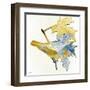 Blue and Gold Bird-Stellar Design Studio-Framed Art Print