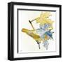 Blue and Gold Bird-Stellar Design Studio-Framed Art Print